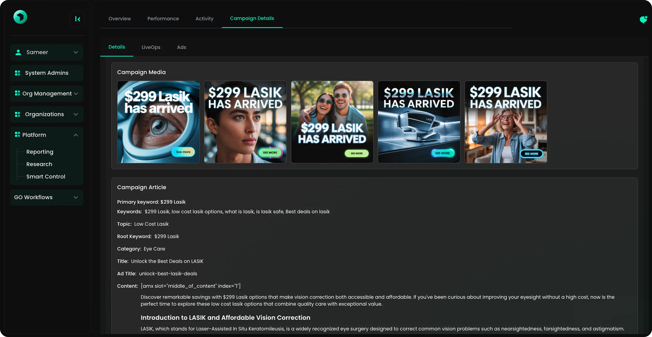 Dashboard view 3